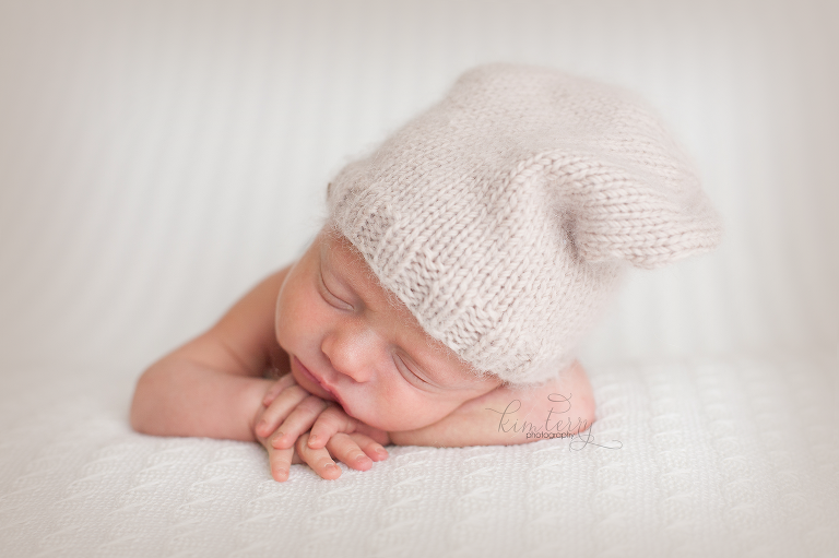 newborn baby with slouchy hat
